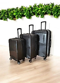 VANİSSA 3 lü Valiz Seti Siyah Orta Boy &  Kabin Boy & Büyük  Boy 3 Lü Set