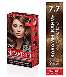 Nevaton 7.7 Karamel Kahve Kalıcı Krem Saç Boyası 2 li