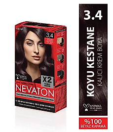 Nevaton 3.4 Koyu Kestane Kalıcı Krem Saç Boyası 2 li