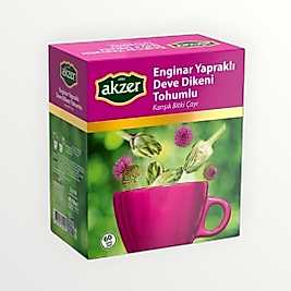 Akzer Enginar Yapraklı Deve Dikeni Tohumlu Karışık Bitki Çayı 60 Süzen Poşet