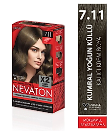 Nevaton 7.11 Kumral Yoğun Küllü Kalıcı Krem Saç Boyası 2 li