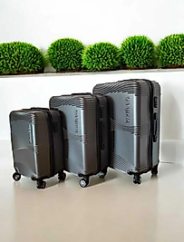 VANİSSA 3 lü Valiz Seti Gri Orta Boy &  Kabin Boy & Büyük  Boy 3 Lü Set