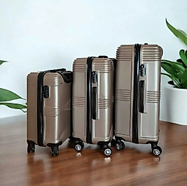 VANİSSA 3 lü Valiz Seti Gold Orta Boy &  Kabin Boy & Büyük  Boy 3 Lü Set