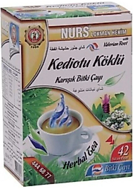 NURS LOKMAN KEDİOTU KÖKLÜ ÇAY 42 Lİ KAR BİTKİ SÜZ POŞET KEDİOTU KÖKÜ
