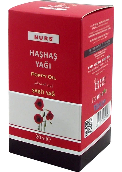 Nurs Lokman Haşhaş Yağı 20 ml Saf Soğuk Sıkım