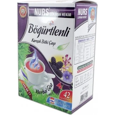 NURS LOKMAN BÖĞÜRTLEN ÇAYI  BÖĞÜRTLENLİ ÇAY 42 Lİ KAR BİTKİ SÜZ POŞET