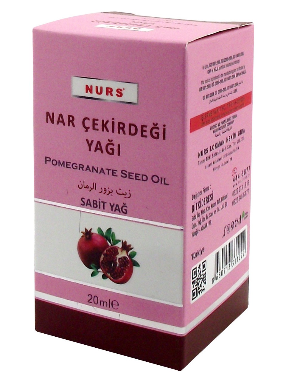 Nurs Lokman Nar Çekirdeği Yağı 20 ml Saf Soğuk Sıkım
