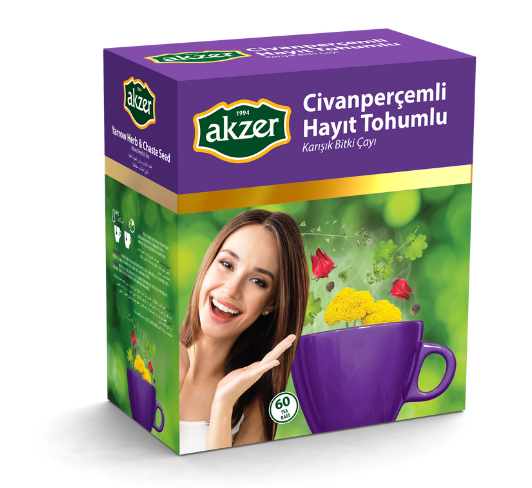 Akzer Civanperçemli Hayit Tohumlu Karışık Bitki Çayı 60 Süzen Poşet Civan Perçemi