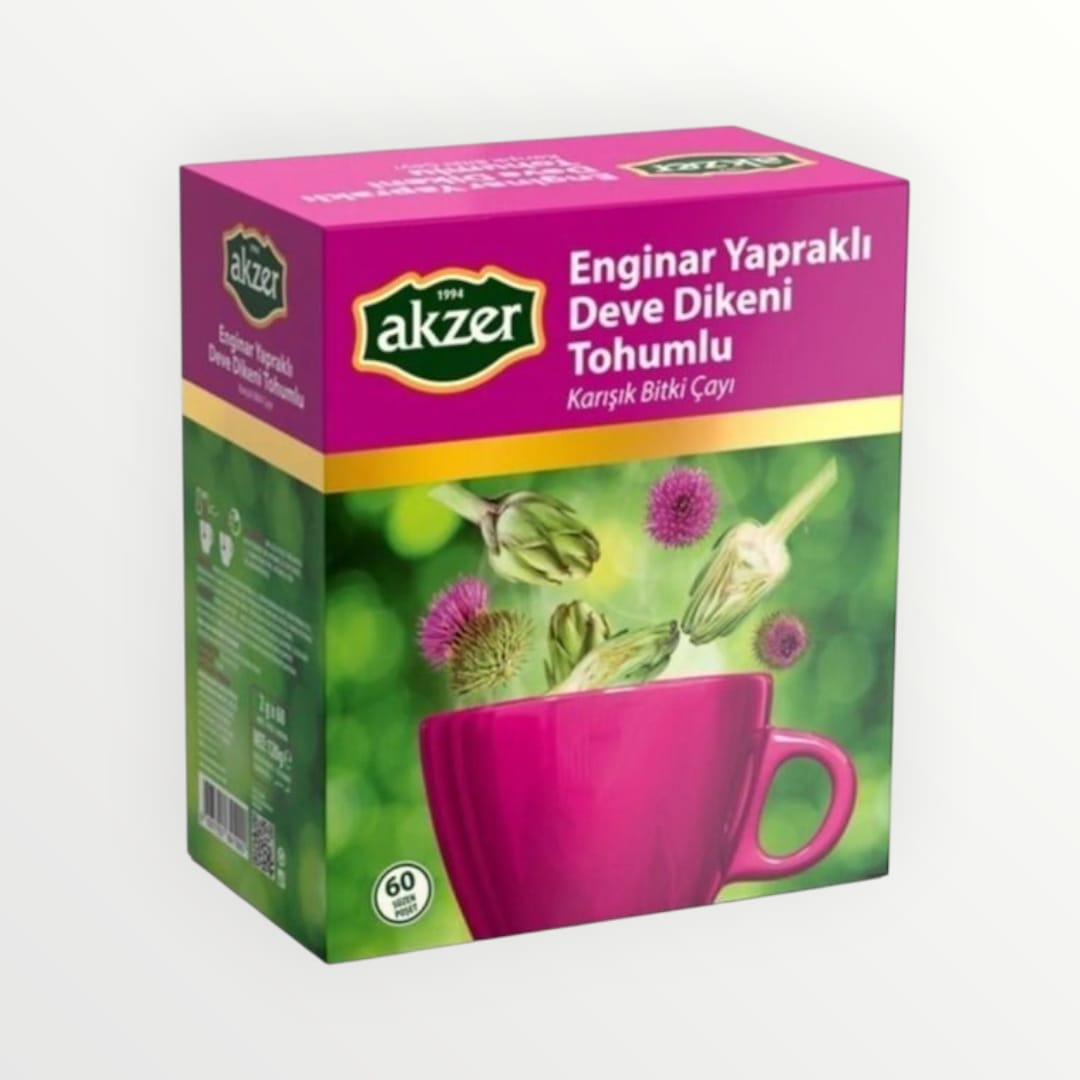 Akzer Enginar Yapraklı Deve Dikeni Tohumlu Karışık Bitki Çayı 60 Süzen Poşet
