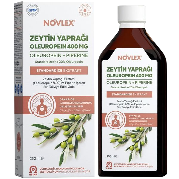 Novlex Zeytin Yaprağı – Oleuropein (Olive Leaf) ve Piperin Ekstraktı (Ekstresi) İçeren Takviye Edici Gıda 250 ml