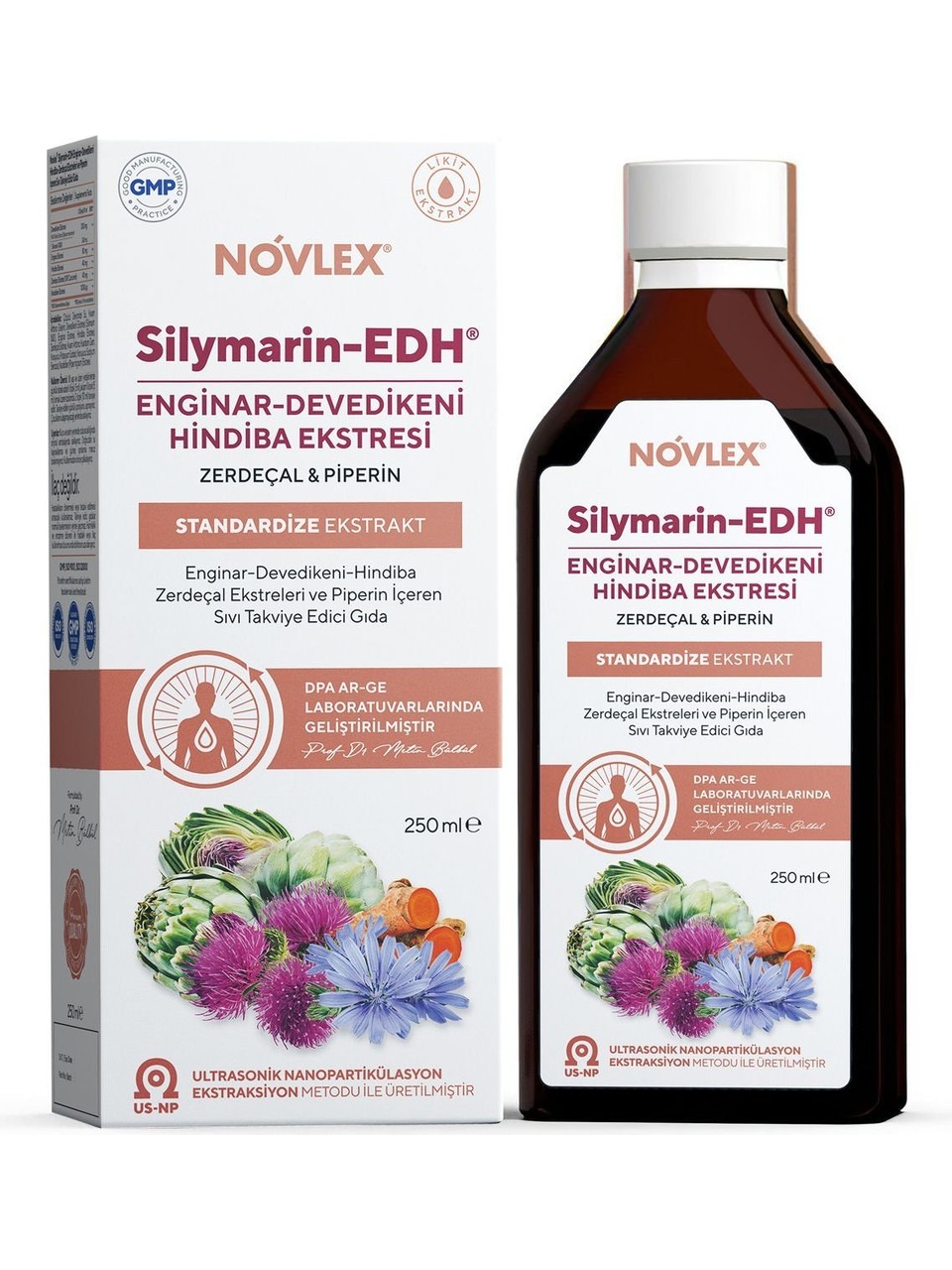 Novlex Silymarin Edh Enginar Devedikeni Hindiba Eki 250 ml Zerdeçal Piperin