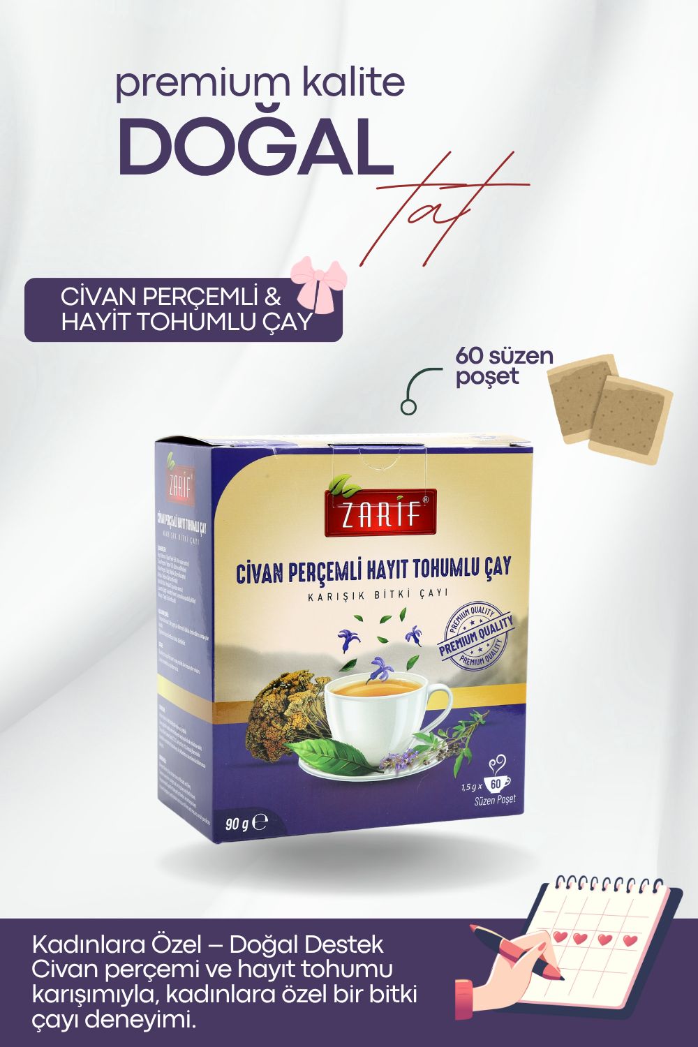 Zarif Civanperçemli  Hayıt Tohumlu Çay (60’lı Süzen Poşet) Civan Perçemi