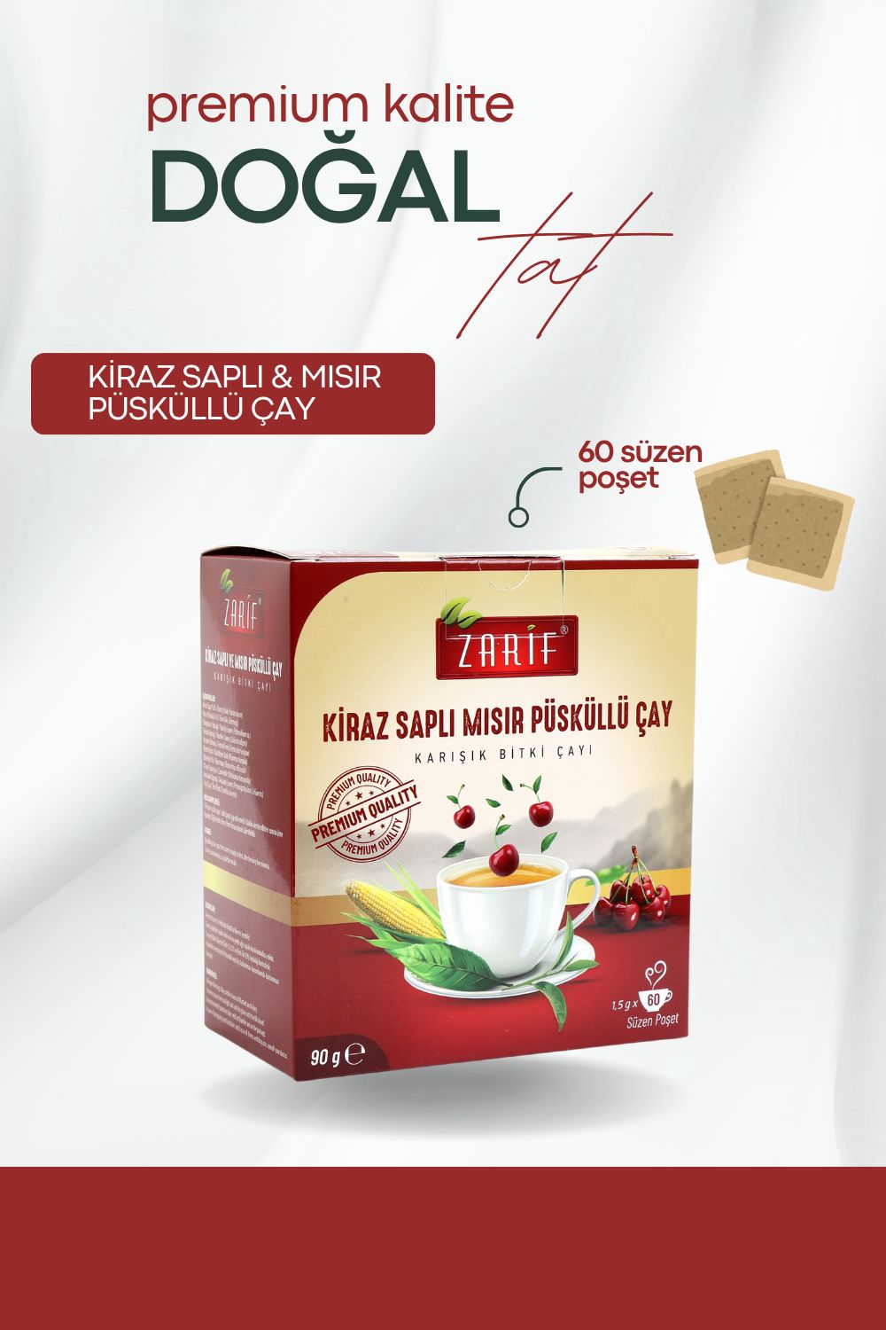 Zarif Kiraz Saplı  Mısır Püsküllü Çay (60’lı Süzen Poşet)