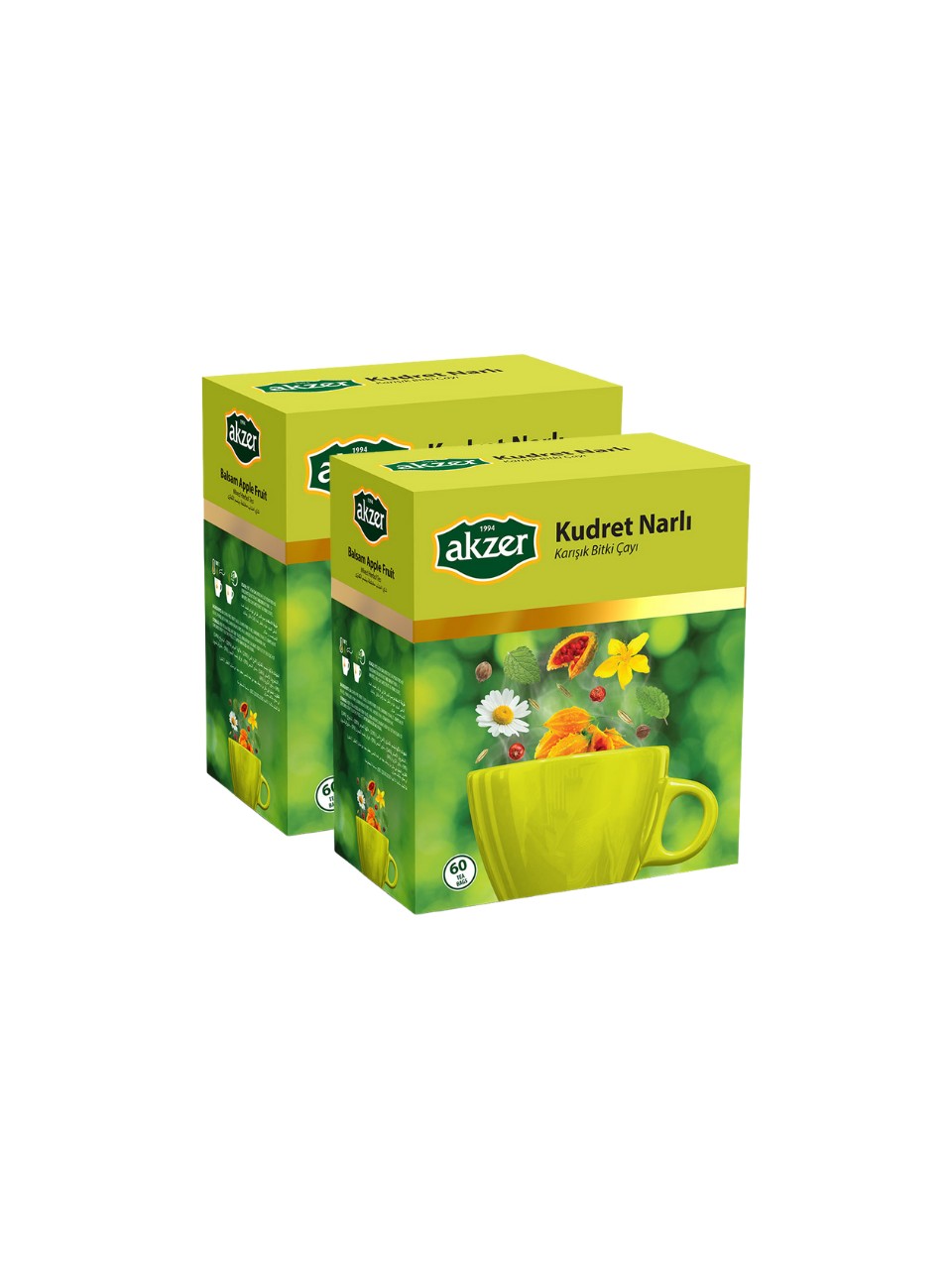 Akzer Kudret Narı Kudretnarlı  Çay 2 Paket 60*2'li Süzen Poşet 90*2 gr