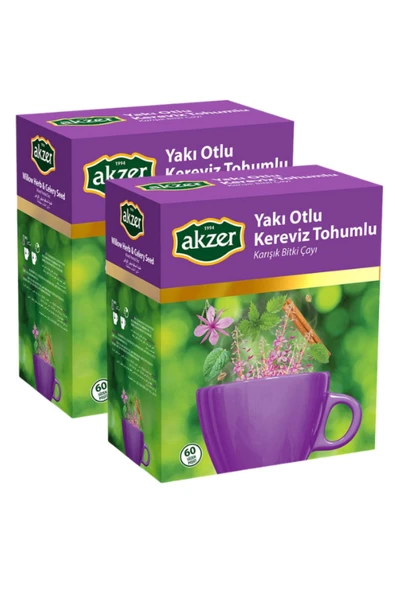 Akzer Yakı Otu Otlu Kereviz Tohumlu Karışık Bitki Çayı (2 Paket) (180 G - 120'li Süzen Poşet)
