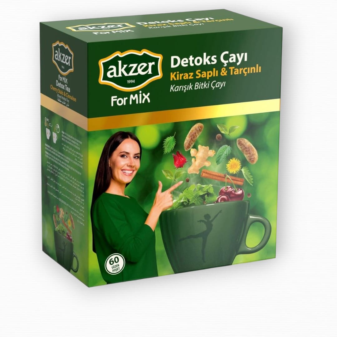 Akzer Detoks Kiraz Saplı & Tarçınlı Karışık bitki 60’lı 2 Adet 2 Paket
