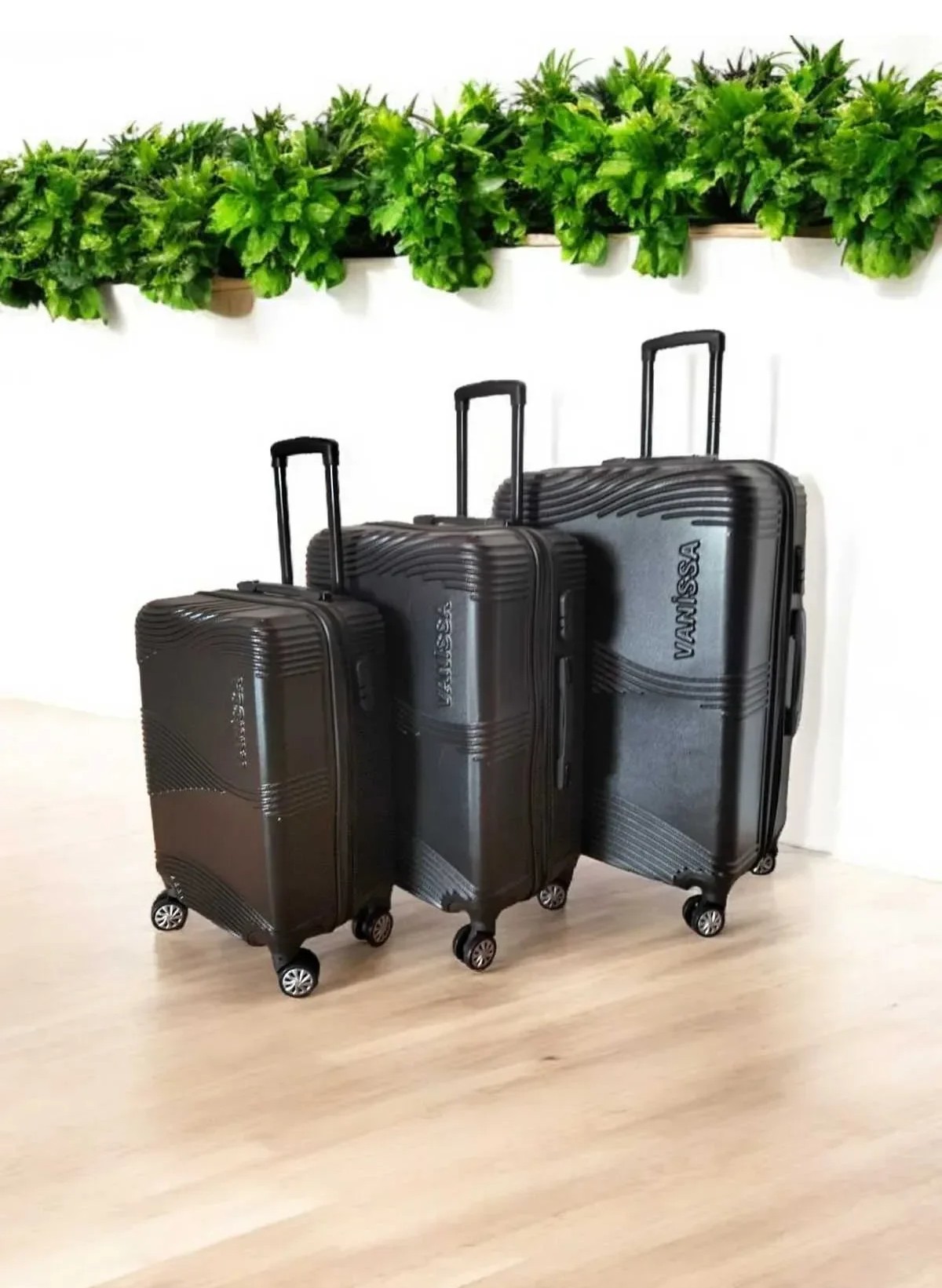 VANİSSA 3 lü Valiz Seti Siyah Orta Boy &  Kabin Boy & Büyük  Boy 3 Lü Set