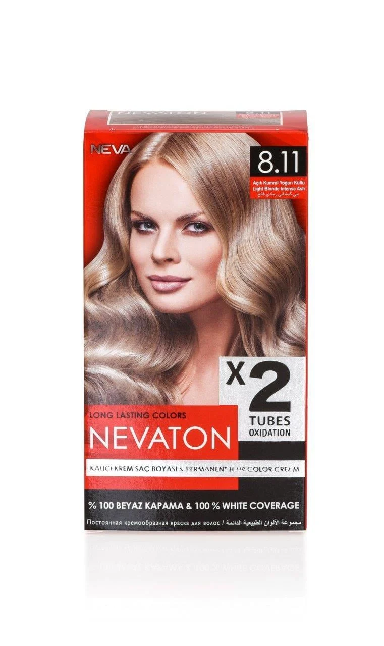 Nevaton 2 Li Saç Boyası 8.11 Açık Kumral Yoğun Küllü 2 li